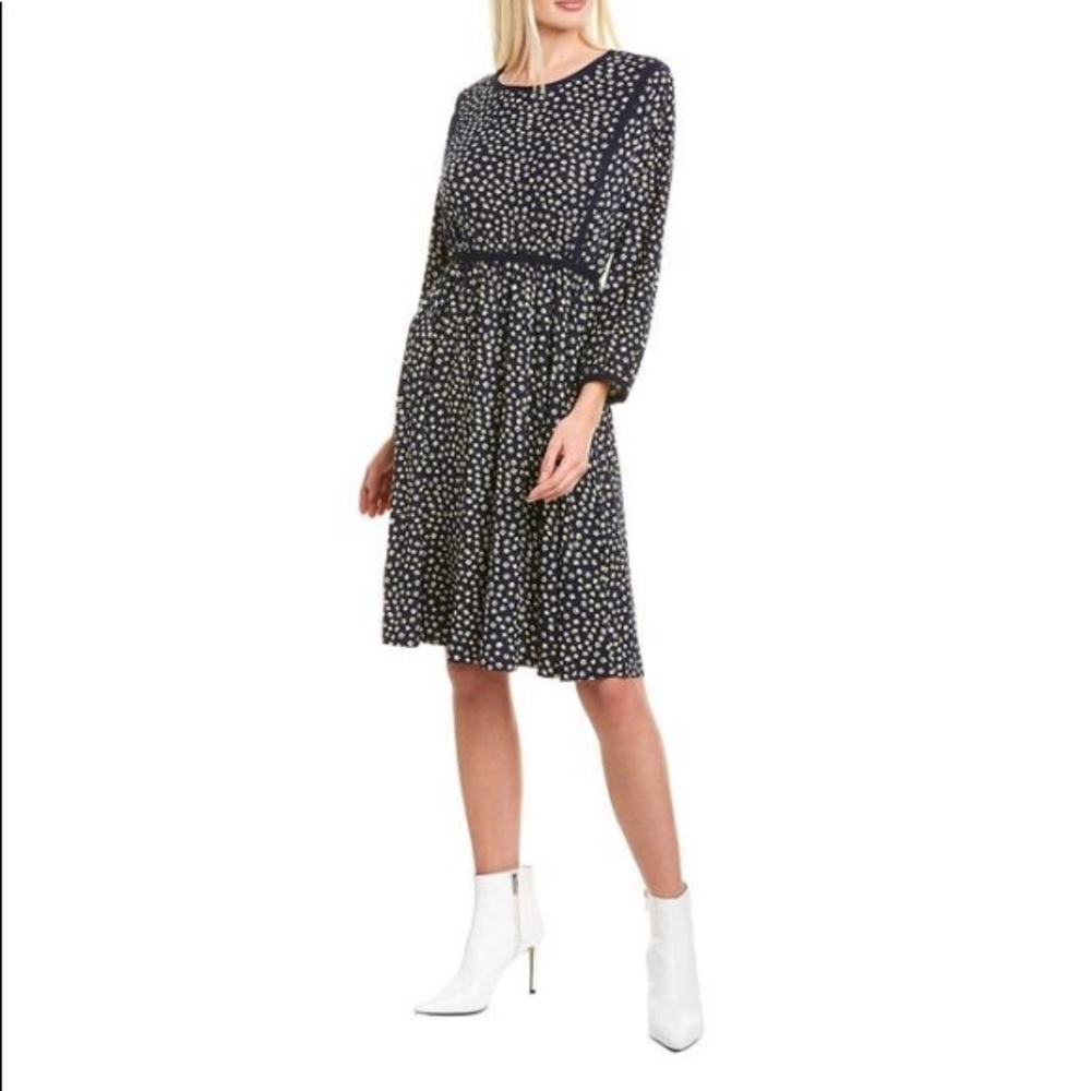 Final price MAX STUDIO Navy With Yellow & White Flowers Stretch Dress